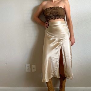 SOLD jnsq champagne midi skirt with slit